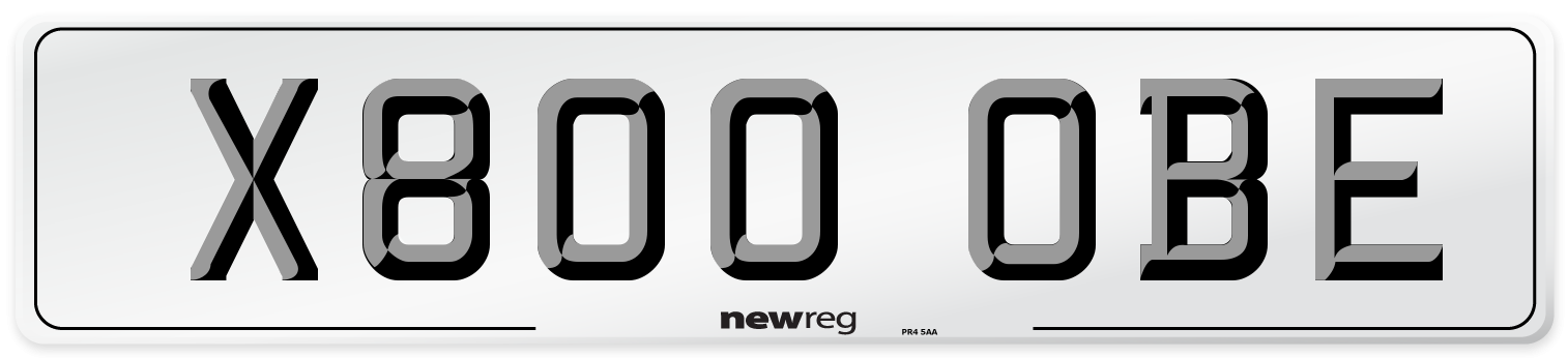 X800 OBE Number Plate from New Reg